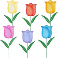 hogardeck Garden Decor for Outside, Set of 6 Metal Tulip Flowers Decorative Garden Stakes for Yard Decor, Outdoor Decorations Yard Art for Lawn Front Porch Pathway Patio (Multi-Color)