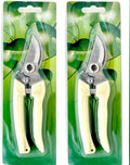 Ergonomic Garden Pruning Scissors - Stainless-Steel Bypass Blade Shears for Cutting Flowers, Trimming Plants, Bonsai, and Fruit Picking 1-Inch Precision with Quick Lock and Rust-Resistant Design 2pack