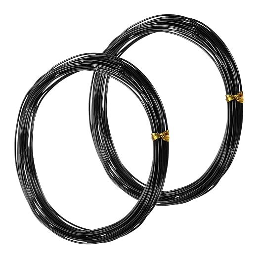M METERXITY 2-Rolls 1mm Bonsai Training Wire, 32.8 Feet Total Anodized Aluminum Bonsai Wires for Bonsai Tree Shaping/Branches Fixing/Trunk Holding/DIY Crafting [16.4ft Each, Black]