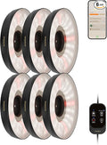 GLOWRIUM Grow Lights for Indoor Plants, Full Spectrum Puck Grow Light with Manual & APP Control, 48W(6 x 8W) Plant Lamp Auto-Timer, Plant Assistant 10 Levels Dimmable for Plant Shelf (6 Packs,Black)