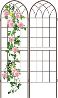 LZRS 2 Pack Rustic Iron Arch Decoration Garden Trellis with Black Metal Coating – Perfect for Supporting Climbing Plants Outdoor, Roses, Vines, Flowers, and Vegetables,Brown