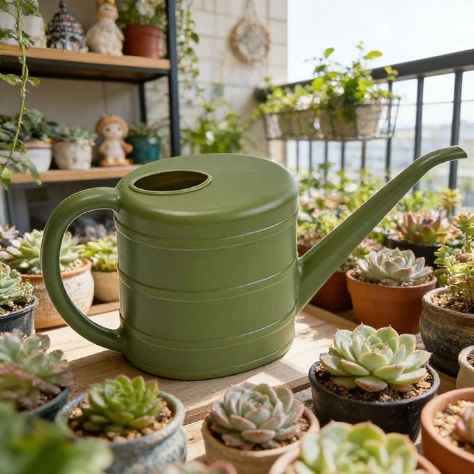 MYCENSE Watering Can Ergonomic Handle Easy to Use 2L Long Spout Water Can Watering Bucket for Flowers Kids Adults Yard Indoor Plants, Green