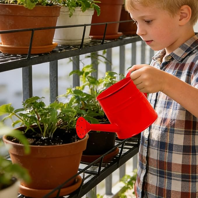 1.6L Watering Can for Indoor Outdoor Plants, Modern Small Watering Cans, Metal Flower Watering Can, Long Spout Watering Can-Colorful Plant Waterer for Indoor Bonsai Plants Garden Flowers (Red)
