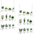 2-Pack Hanging Clear Plant Shelves for Windows, 3-Tier Acrylic Window Wall Plant Stand Shelf for Kitchen Window Indoor Gardens, Flower,Fleshy Plant,Herb, Seedling Organization, and Plants Pots Display
