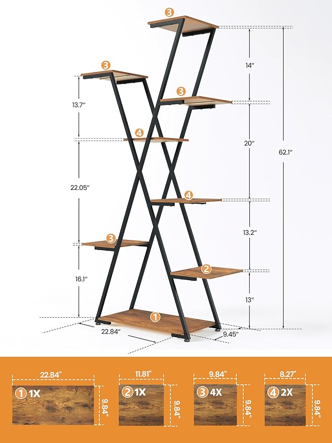 Lighted Plant Stand with Grow Lights – Tall Large Tiered Metal Corner Shelf Rack for Multiple Indoor Living Room Flower