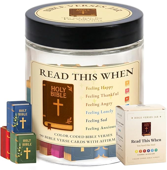 Bible Verse Jar, 90 Bible Verse Cards With NFC Bible Verse Bracelets, Scripture Bracelets, Read Me When Bible Verses Jar, Prayer Religious Catholic Christmas Christian Gifts For Women, Men