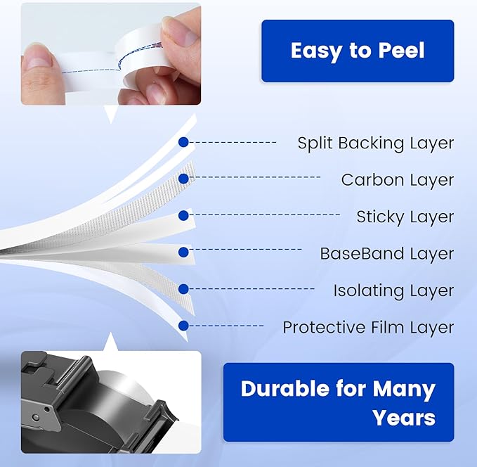 6x TZe Tz Tape 18mm 0.7 Laminated White Replace for Brother Label Maker Tape 3/4 Inch TZe-241 Compatible with Brother P-Touch Label Maker Refills White TZe241 for PTD400 PTD410 PTD600 PTD610BT PTE550W