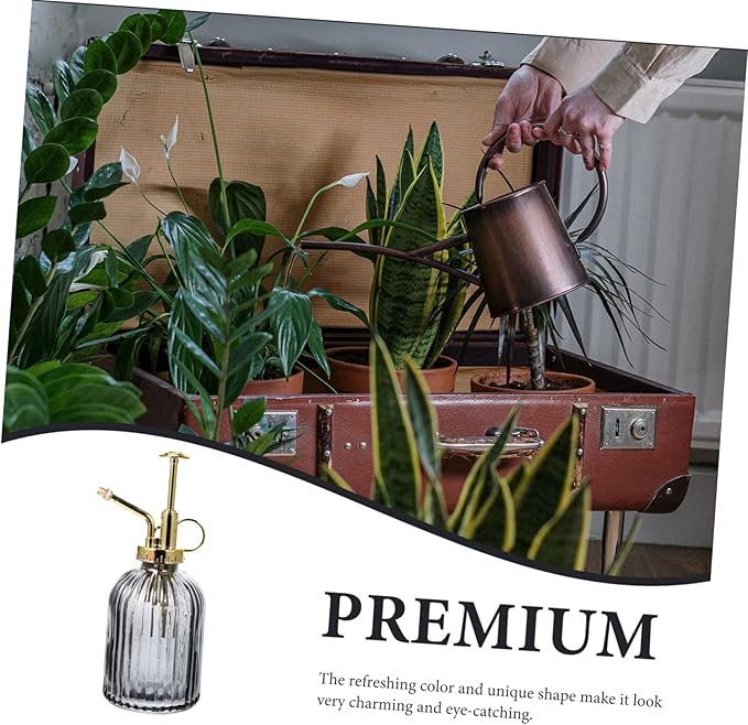 Milisten Vintage Glass Mist Spray Bottle for Indoor Outdoor Plants Large Capacity Watering Sprayer with Transparent Design and Retro Pump Plant Mister for Home Gardening and Gifts