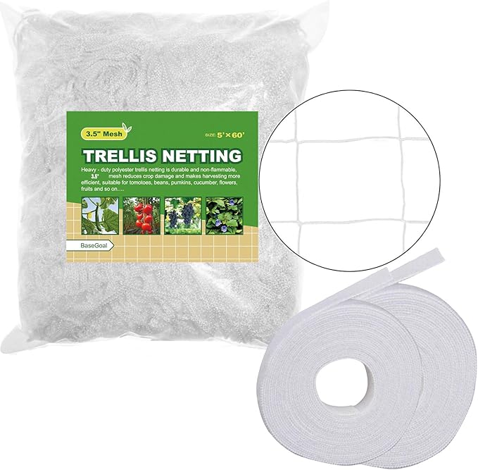 BaseGoal All-Weather Trellis Netting Mesh Plant Garden Vine Growing Flexible String Net