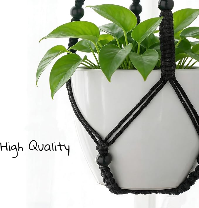 3 ft Macrame Plant Hanger Indoor Handmade Large Long wall Window Black Hanging Planters Holder Outdoor Boho Home Decor Ceiling Basket Hangers Plants