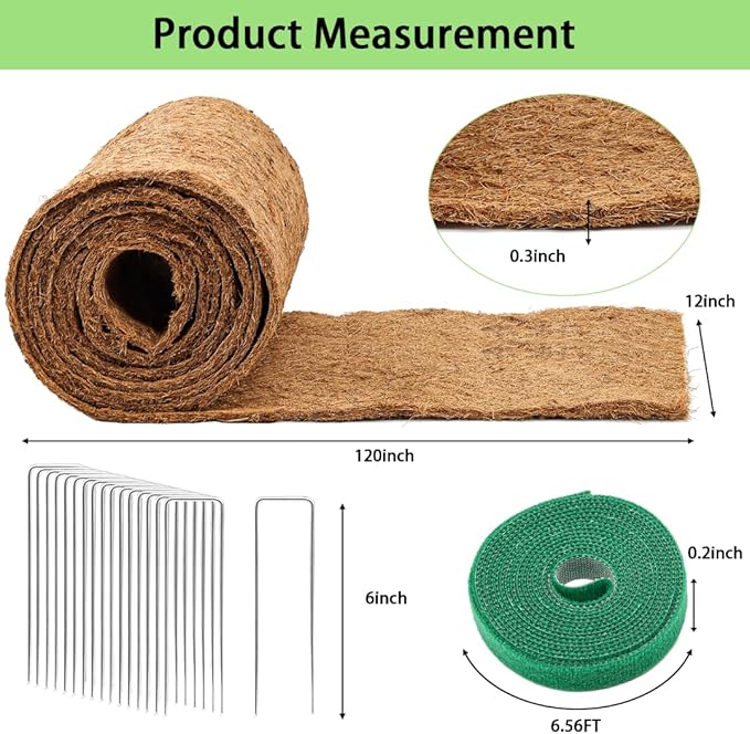 Thick Coco Fiber Liner Roll,120x12.1inch Natural Coconut Liners for Planter Box Flower Basket, Coco Coir Sheets Coconut Fiber Mat,Garden Decoration, DIY Moss Pole,Animal Pet Pad, Reptile Carpet