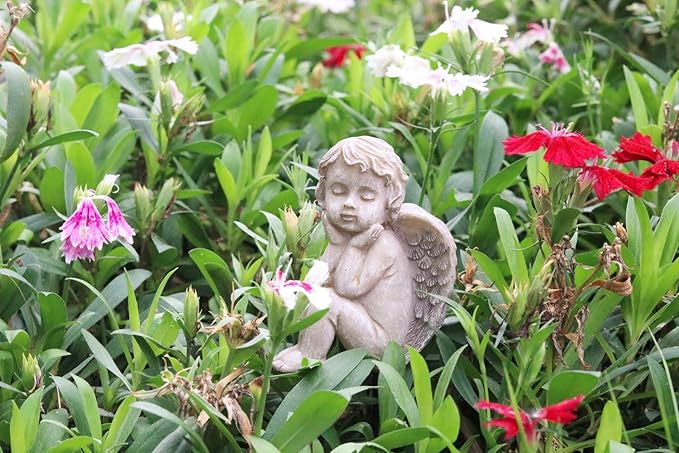 MUAMAX Decorative Angel Garden Stakes 2 Pack Miniature Angel Fairy Garden Angel Ornaments Small Angel Memorial Statue Fairy Garden Accessories