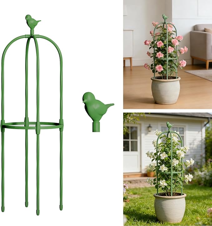 Garden Obelisk Trellis for Climbing Plants Outdoor, 2.5 FT Garden Trellis Plastic Coated Metal Plant Support for Indoor Outdoor, Tall Decorative Trellis for Roses, Flowers, Vines, Potted Plants