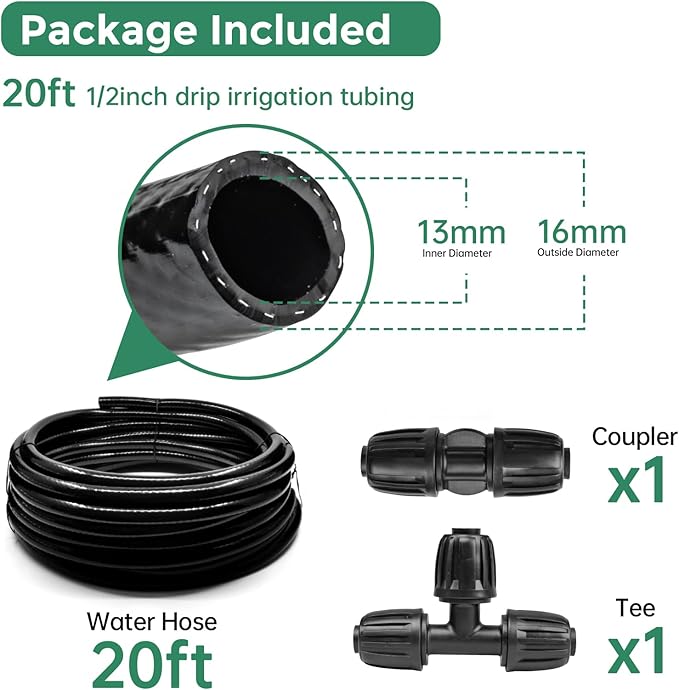 Maotong 20 FT 1/2 inch Drip Irrigation Tubing Main Line Hose for Garden Irrigation System