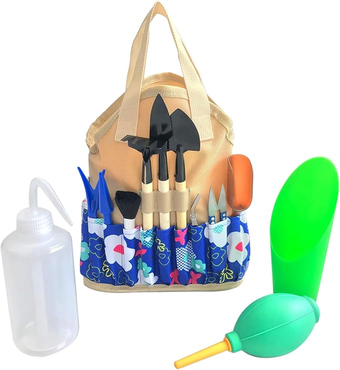 Succulent Kit Organizer Bag Gardening Tool Set | Terrarium Supplies Mini Succulent Garden Tool Kit | Heavy Duty Succulent Bonsai Planter Set Indoor Gardening | Fairy Zen Kit for Soil Fertilizer Seeds
