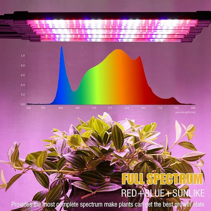 Grow Lights for Indoor Plants [ 10 in1 ] 500 LEDs, Full Spectrum Grow Light for Indoor Growing with Tripod Stand, Auto On/Off Timing 4/8/12H, Plant Grow Lights Indoor.