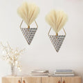 2 Pcs Boho Wall Decor Hanging Planters with Artificial Pampas Bling Jeweled Wall Mounted Metal Wall Decor Modern Home Decor Display Wall Art for Bedroom Bathroom Living Room