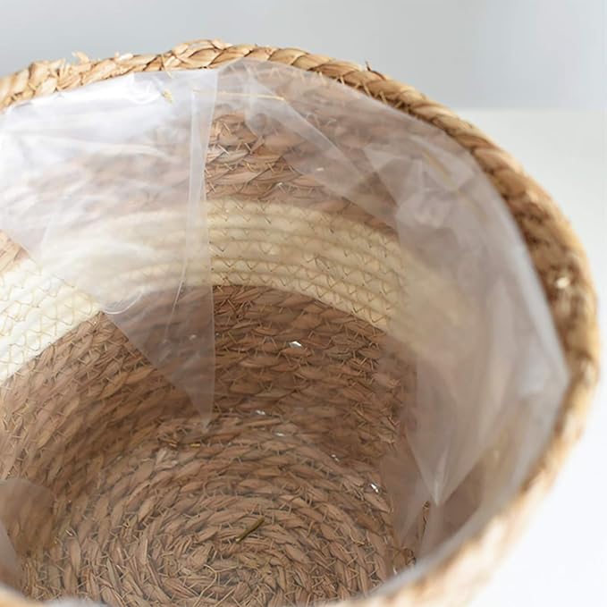 Seagrass Planter Basket Rattan Flower Basket Indoor Outdoor Flower Pots Cover Plant Pots Containers Straw Basket Rattan Vases Pots Home Decoration Flower Handmade Basket (#6)