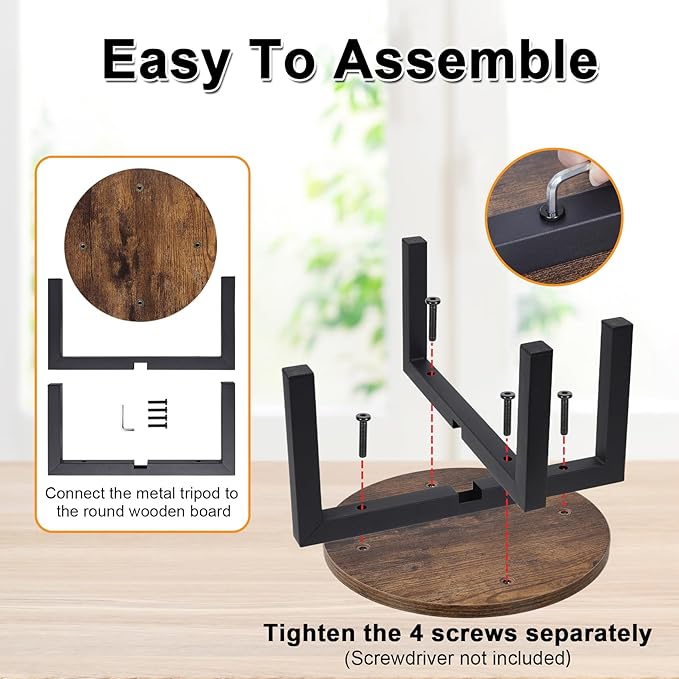 Vigordream Plant Stand Indoor, Heavy Duty Sturdy Metal Plant Holder, Wooden plant Stool, Single Plant Pot Stand Low Short Planter Stand
