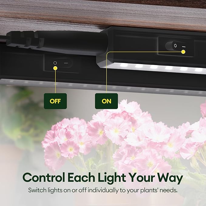 Maygrove Grow Lights for Indoor Plants, Sunlike Full Spectrum 5000K 2FT LED Growing Lamp 60W (4 x 15W), T5 Grow Light Strip for Seed Starting, Vegetables, Linkable, Black, 4-Pack