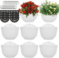 AKOLAFE 8 Pack Vertical Wall Planters for Indoor Plants Living Wall Planter Outdoor Walls Plant Holder with Hook White Walls Hanging Planter Resin Flower Pot Basket for Garden Railing Balcony Fence