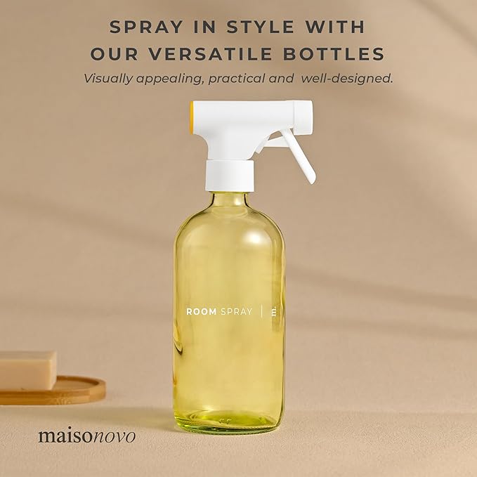 MAISONOVO Kitchen Spray Bottle - 16.9 fl oz Yellow x 2 with 16 Labels