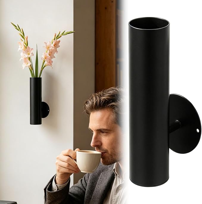 Wall Mounted Modern Geometric Planter with Self-Watering Feature – Indoor Outdoor Hanging Vase for Fresh and Dried Arrangements