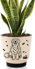 STHIE 5 Inch Ceramic Planters for Indoor Plants, Round Plant Pots with Drainage, Decorative Cute Flower Pot, Cactus Snake Planter for Windowsill (Sweet Dog)