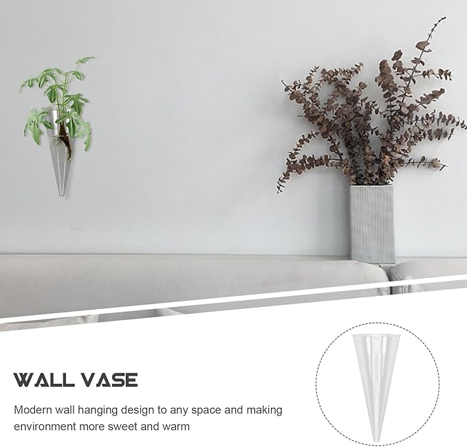 BESPORTBLE Hanging Hydroponic Glass Vase with Fish Tank Design, Wall-Mounted Plant Propagation Station for Indoor Greenery, Includes Large Cone Pot and No-Trace Nail Crystal Mud