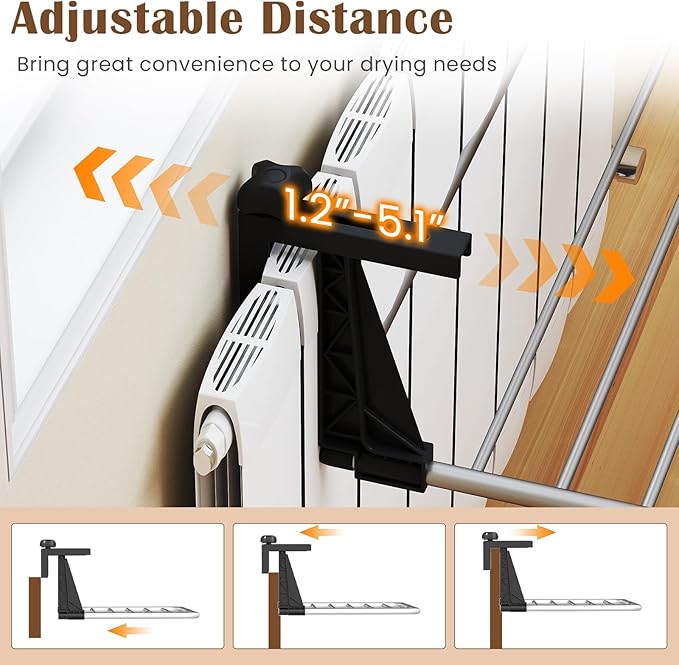 Tangkula Portable Clothes Drying Rack, Extendable Radiator Clothes Airer with Robust Aluminum Frame for Balcony Railings Windowsill, Folding Towel Rack for Indoor & Outdoor Use (Extra Large)