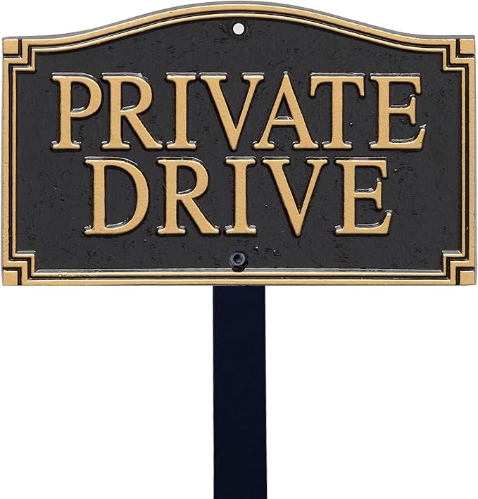 SmartSign “Private Drive” GardenBoss Statement Plaque | 5.75" x 9.5" Aluminum Plaque with 18" Black Lawn Stake, Made in USA
