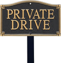 SmartSign “Private Drive” GardenBoss Statement Plaque | 5.75" x 9.5" Aluminum Plaque with 18" Black Lawn Stake, Made in USA