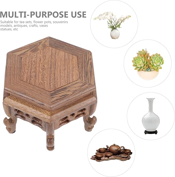 Didiseaon Wooden Stool Plant Stand Chinese Display Stand Retro Flower Pot Holder Decorative Planter Shelf Fishbowl Rack for Indoor Outdoor Garden Decor