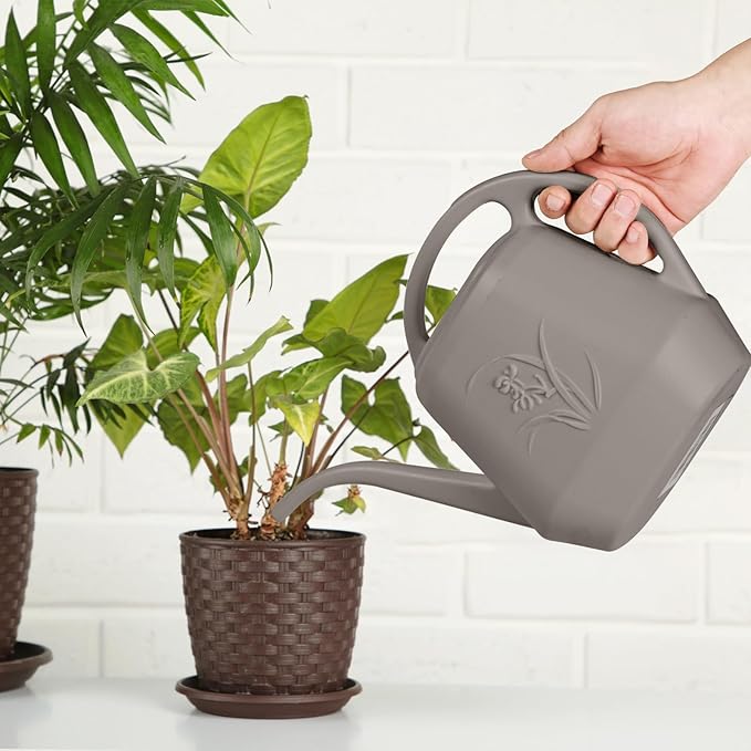 Plastic Watering Can - for Indoor and Outdoor Plant - 1/2 Gallon - Coffee Color