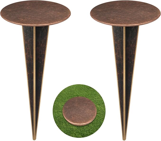 2 Pack Permanent Property Line Markers, 7x3 Inch Boundary Markers for Property Land Survey Stakes Heavy Duty Brass Survey Pin for Home Depot Septic Tank Yard Paver Ground Landscape Surveying