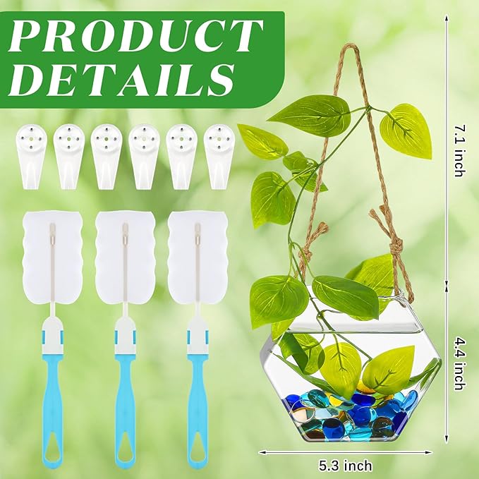 6 Pcs Wall Hanging Planter Glass Plant Pot Water Terrarium Containers Wall Vases for Flowers Air Hydroponic Propagation Glass Plant Holder Home Room Window Office(Hexagon)
