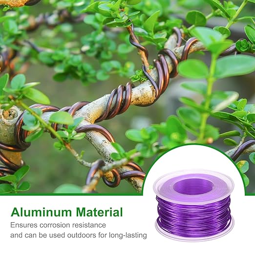HARFINGTON Bonsai Wire Anodized Aluminum Training Wire Roll 1mm/18 Gauge 98ft Length Bendable Bonsai Tree Wire for Garden, Horticulture, Landscape, Planting, Dark Purple