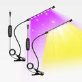 iPower Full Spectrum LED Grow Light for Indoor Plant, Clip Growing Lamp with 3 Light Modes&10 Dimmable Levels, Auto On Off Timing 6 9 12Hrs, Red&Blue+Yellow