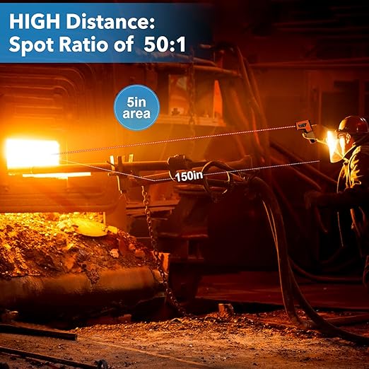 Infrared Thermometer Temperature Gun,-40℉~2912℉ Pyrometer, 50:1 High Temp Thermometer with Thermocouple Probe, Non-Contact Digital IR Laser Thermometer for Industrial HVAC Forge Metal