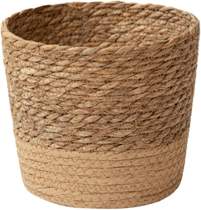 Jute Rope Plant Basket Indoor Modern Woven Flower Pot Basket Seagrass Storage Organizer Planter Rustic Decorative Plant Containers Cover Laundry Bin for Porch Living Room Entryway (7.87×7.87×6.29Inch)