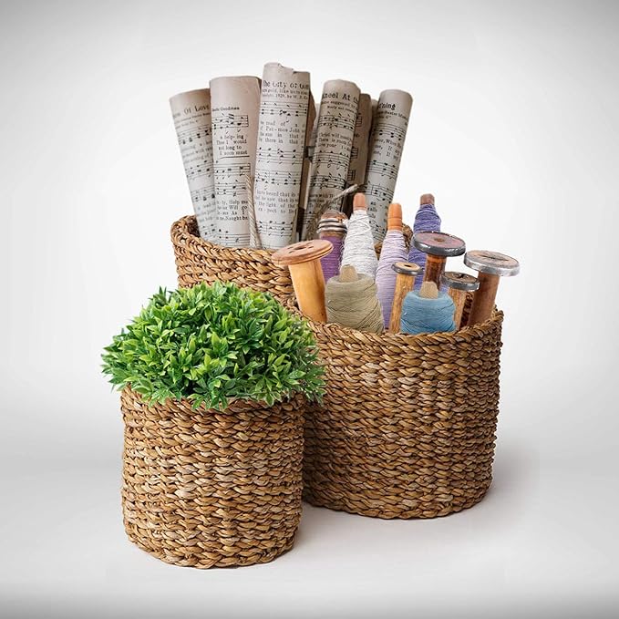 Napa Home & Garden Seagrass Small Round Baskets, Set of 3