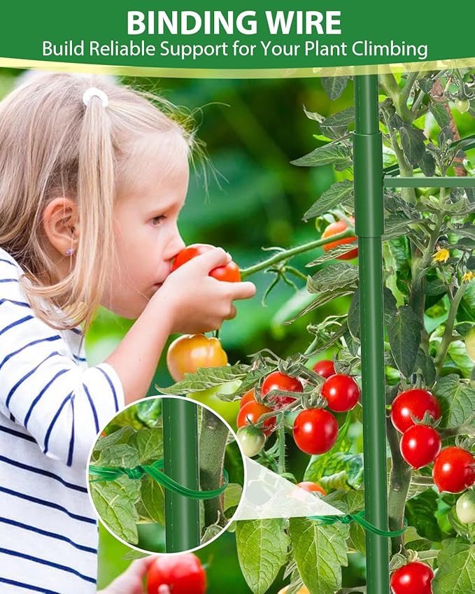 MYMULIKE 8 Pack Tomato Cages for Garden, 51in*13in Adjustable Tomatoes Plant Stakes Support Cages Trellis, Garden Trellis for Vegetable Flowers Fruits Climbing Plants- 20 Binding Wires Included