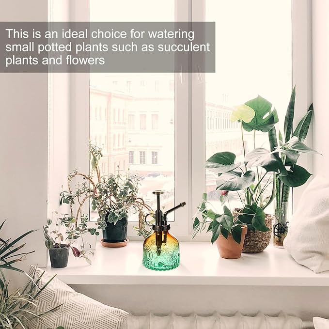 GALPADA Vintage Embossed Glass Plant Mister Gradient Water Spray Bottle for Gardening for Houseplant Care and Maintenance