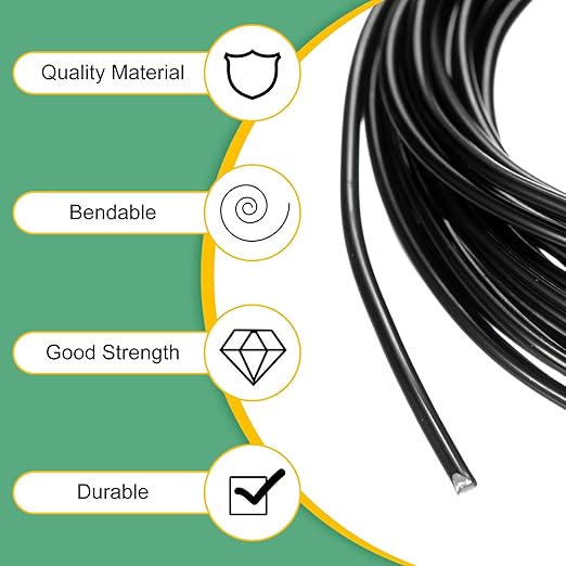 M METERXITY 2-Rolls 2mm Bonsai Training Wire, 32.8 Feet Total Anodized Aluminum Bonsai Wires for Bonsai Tree Shaping/Branches Fixing/Trunk Holding/DIY Crafting [16.4ft Each, Black]
