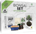 Leaves and Soul Bonsai Kit – Blue Ceramic Pot Set with Soil Mix, 160ft Training Wire, Cutter, Fertilizer & Storage Bag | Complete Beginner Bonsai Starter Set