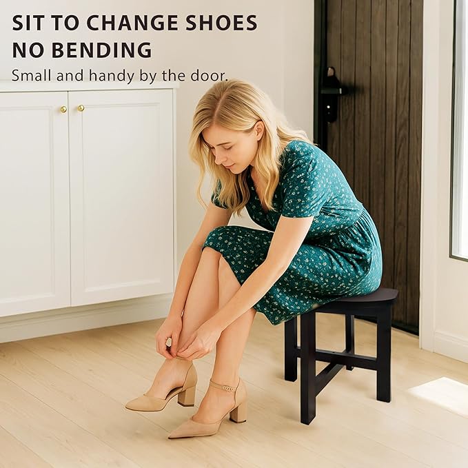 9.8 in Wooden Stool for Shower, Folding Square Footstools, Leg Shaving and Foot Rest, Folding Bamboo Shower Seat, Fully Assembled (S)