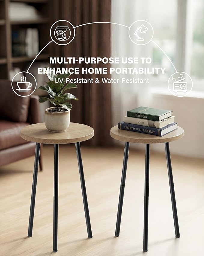 Plant Stand Indoor 2 Pack: Corner Wood 20 Inch Plant Stand Mid Century Modern Decor - Small Round Plant Table for Indoor Plants - Outdoor Plant Holder for Patio Living Room Bathroom Office (Burlywood)