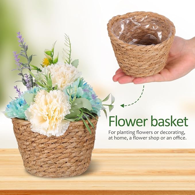 TOYANDONA 2pcs Modern Woven Plant Pots Natural Woven Planter Baskets Liner for Indoor Outdoor Random Color 5.1 inch
