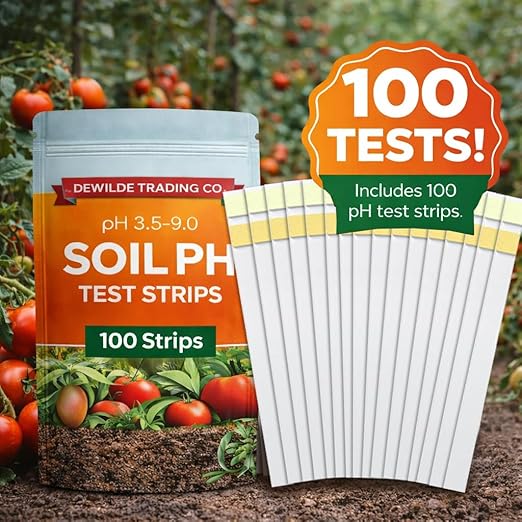 Soil pH Paper Test Kit – 100 Tester Strips (3.5-9 Range) – Use for Testing Garden Home Lawn Grass Vegetable Gardening Dirt Yard Compost Outdoor and Indoor Plants, Green