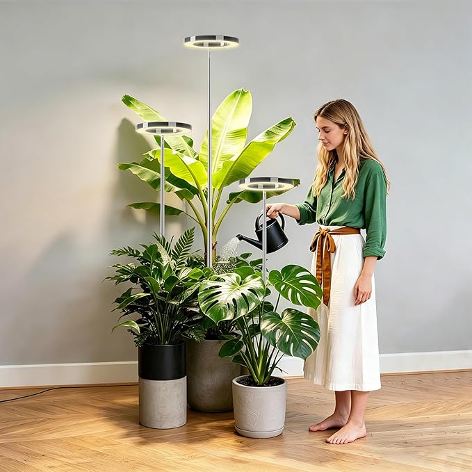 3 Packs LPMZMBL Full Spectrum Grow Light for Indoor Plants, 80 LEDs Each Plant Growing Lamp with 6/12/16H Timer,for Seedlings, Succulents, Shelves, Greenhouse (B3)